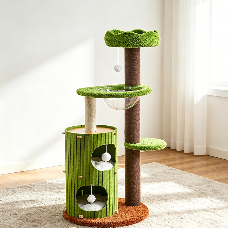 Panier et arbre à chat vert