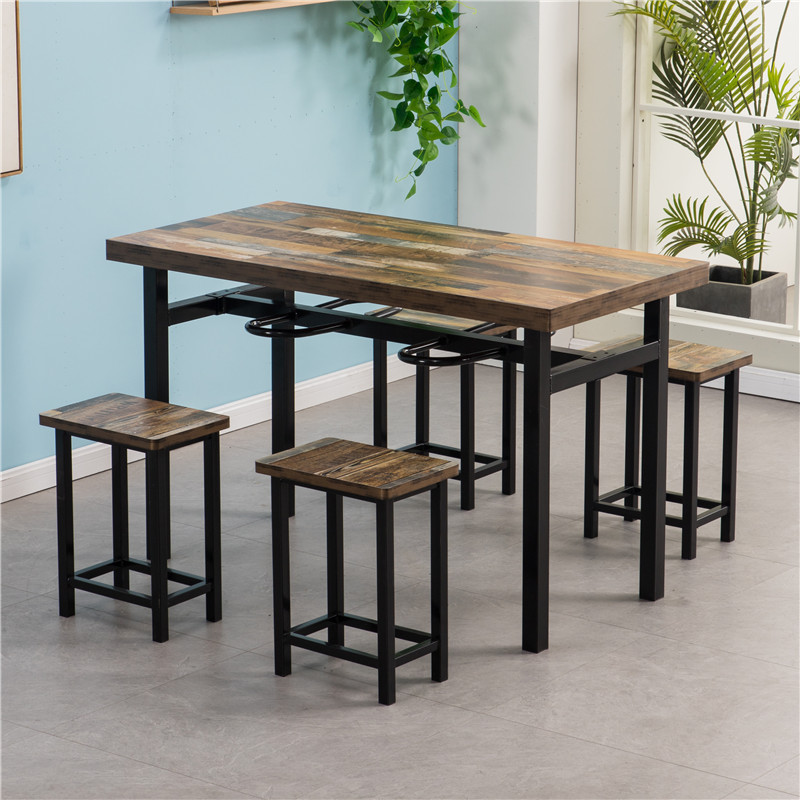 Style rétro 1 table et 4 tabourets
