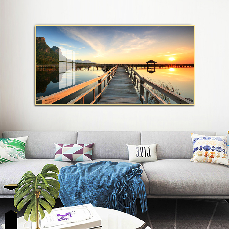 Wall Arts Decorative Crystal Porcelain Canvas Home Living Room Decor Decor Sunset Frame Modern Pop Seascape Landscape Paintings