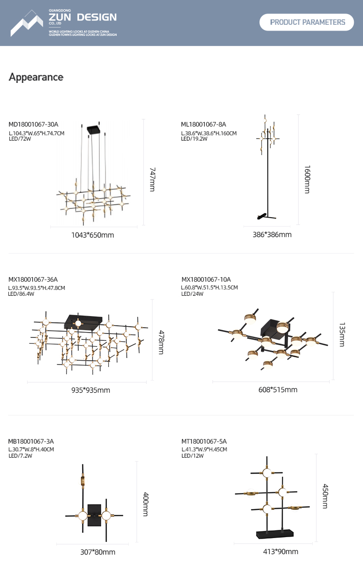 Zun Design Hot Sale Wholesale Modern Decorative PC Cover hanging gold pendant lamp for Restaurant indoor