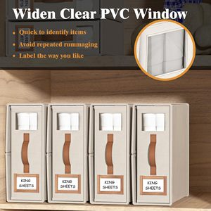 Có thể gập lại <span class=keywords><strong>linen</strong></span> vải tủ quần áo tổ chức với cửa sổ bộ Khăn trải giường và quần áo Hộp lưu trữ bộ đồ giường Giải pháp lưu trữ - Product Image 4