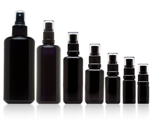 200ml250mlブラックダークUVバイオレットガラスエッセンシャルオイルローションコスメティックボトルとジャー