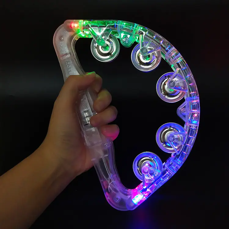 Tambourin lumineux à musique LED, jouets lumineux colorés, cloche flash, barre, fête, atmosphère, secousse de la main