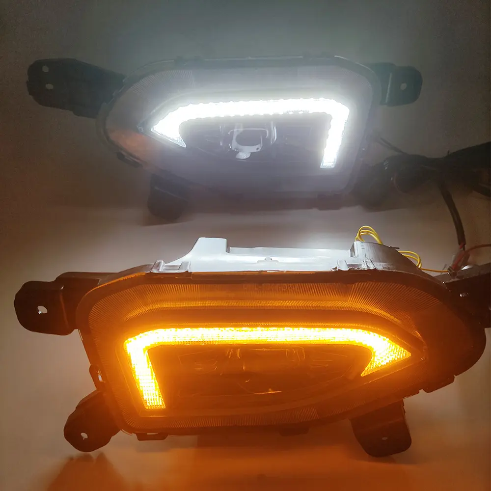 ヒュンダイコナ用フォグランプ2017201820192020イエローターンシグナル機能車DRLランプLEDデイタイムランニングライト
