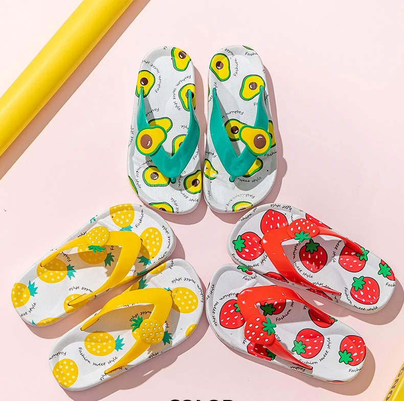 Cute Cartoon Fruit Slippers for Children Indoor Outdoor Beach Flip-Flops Slippers