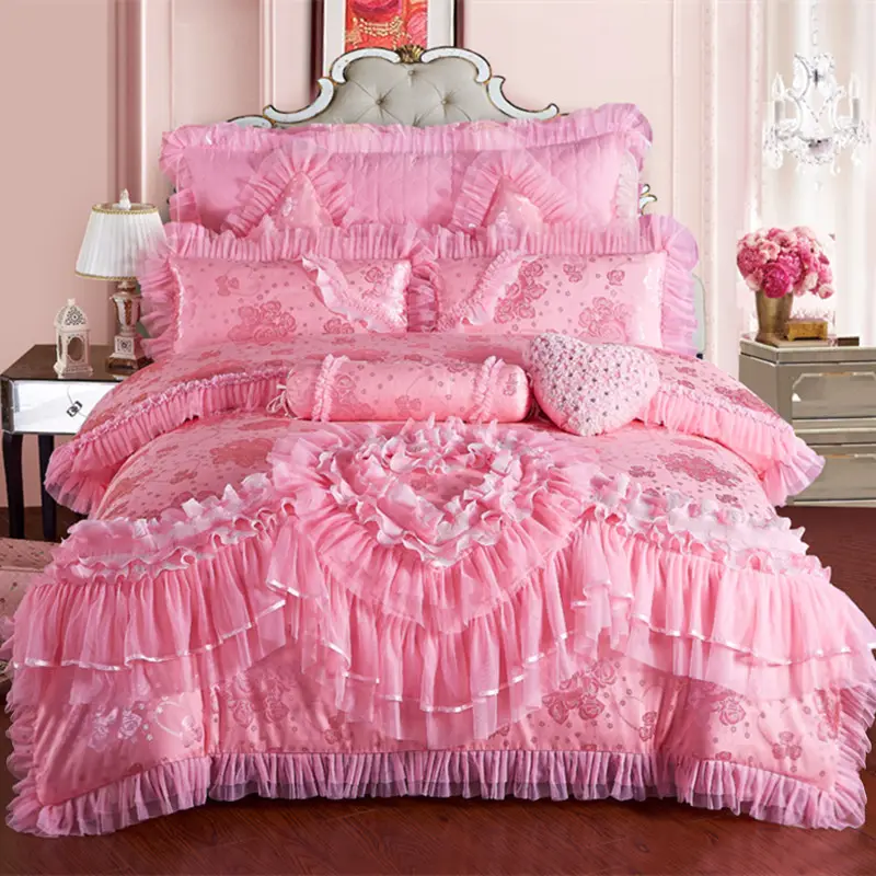 Ensemble de literie de couette de luxe King Size soie couette couette drap de lit ensembles de literie en gros