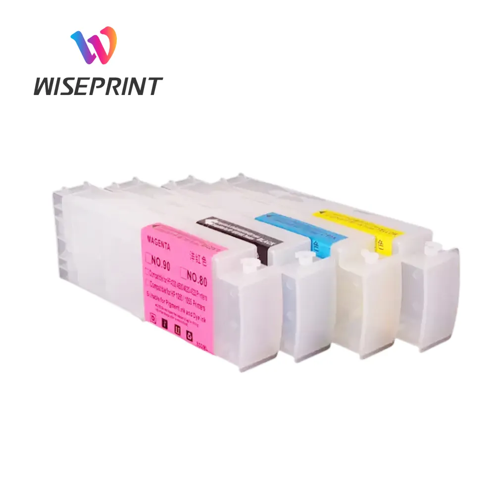 Wiseprint uyumlu HP 80 90 boş doldurulabilir Pigment CISS HP mürekkep kartuşları Designjet 1050 1055 4000 4500 4020 4520