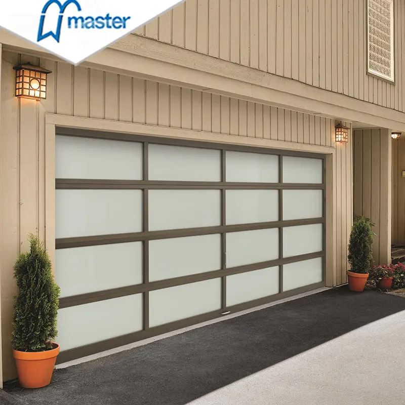16x7 16x8 full view glass garage door fashion type automatic electric remote control sectional glass garage door