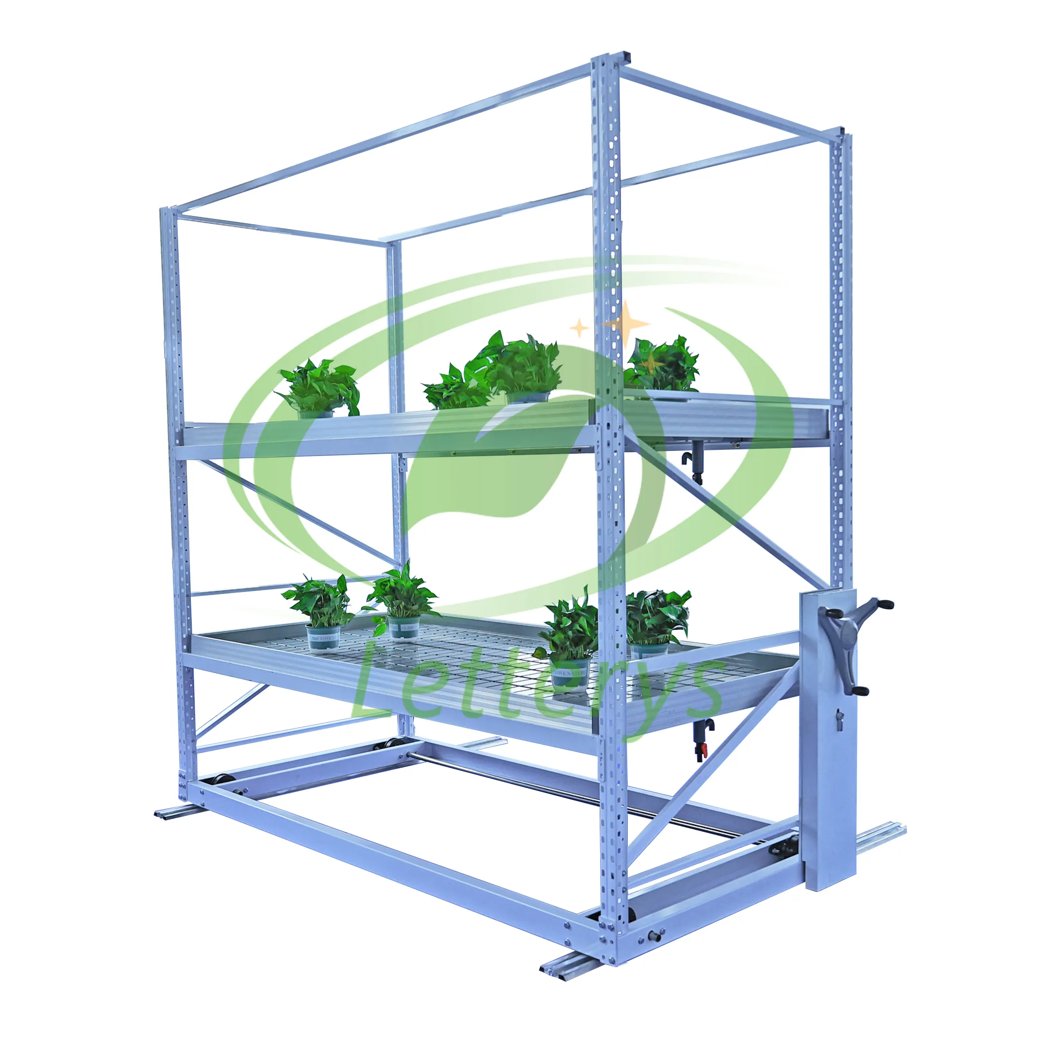 Mesa de flujo de reflujo comercial móvil hidropónico para interiores, bandeja de cultivo, estante de cultivo vertical, bancos rodantes, mesa de cultivo