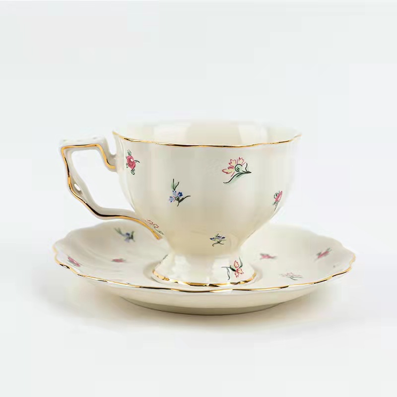 whiteLarge flower cup and saucer
