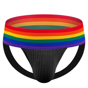 Regenbogen 7,5 cm Bund Herren Sexy Unterwäsche Atmungsaktive Strick bären Jock strap Unterwäsche Sexy Tangas Homosexuell Jock strap für Männer - Product Image 6