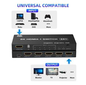 Switch Splitter 120Hz 3/4/5 puertos 4K 120Hz Splitter Switcher CEC 48gbps con control remoto - Product Image 4