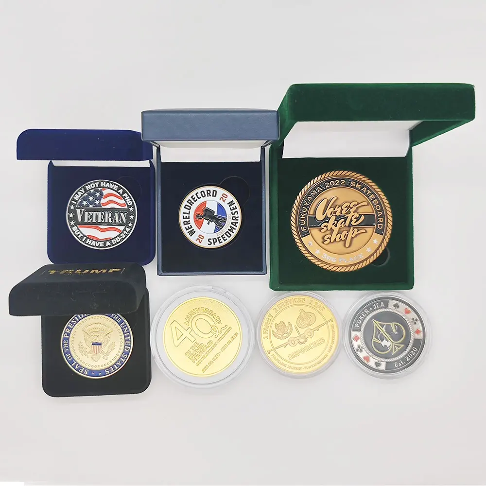 Doppelseitige antike silberne amerikanische Ehrenmünze kundenspezifische 3D-Metall-Spin-Herausforderungs-Münzen mit Boxverpackung