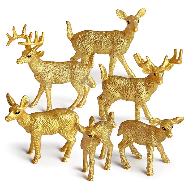 HY - simulação de rena de Natal Elk modelo amarelo conjunto de decoração brinquedo de cauda branca dourada estática sólida