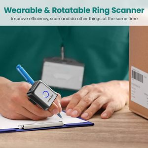אלחוטי bluetooth usb מסך סריקה לבישה מיני טבעת 2d 1d <span class=keywords><strong>qr</strong></span> בר קוד קורא ברקוד סורק עבודה עם טלפון ipad ipad