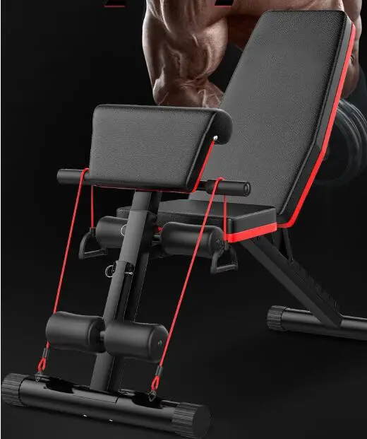 Bancada para treinamento de peito multifuncional, cadeira dobrável com função abs para sentar em cima, bancada fitness, exercício, peso, ajustável