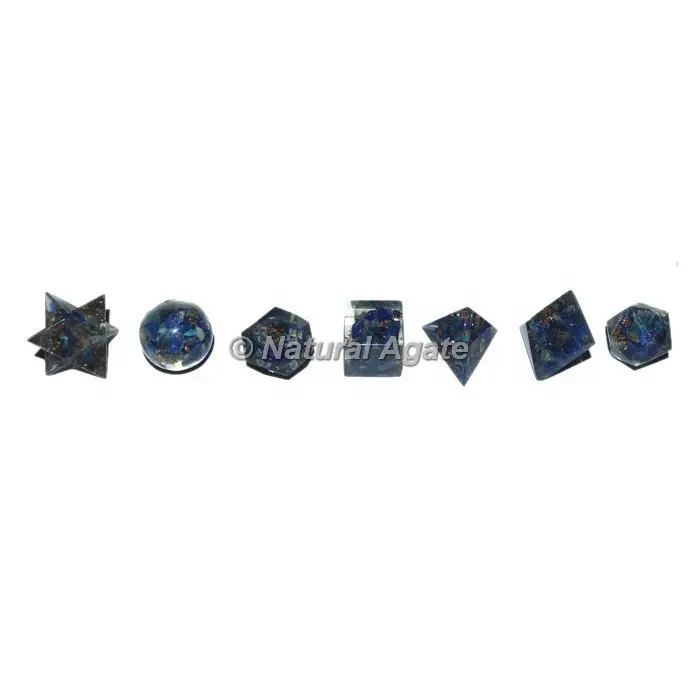 Feng Shui Lapis Lazuli Orgonite Geometry Set Carved Agate Gemstone Love Theme for Business Gift Model GESET-027