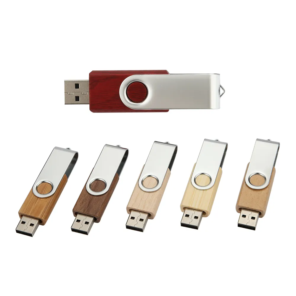 แฟลชไดรฟ์ USB ไม้แบบหมุนได้ของขวัญ4GB 8GB 16GB 32GB ฟรีโลโก้ที่กำหนดเองแท่งไม้ไผ่2.0 3.0แฟรชไดรฟ์ไม้