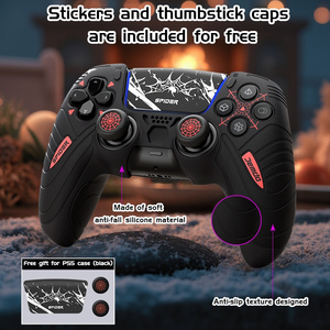 Jemdo for PS5コントローラステッカープラスジョイスティックキャップ、<span class=keywords><strong>EVA</strong></span>ソフトアンチスクラッチ、アンチ汗、滑り止めゲームハンドルステッカー