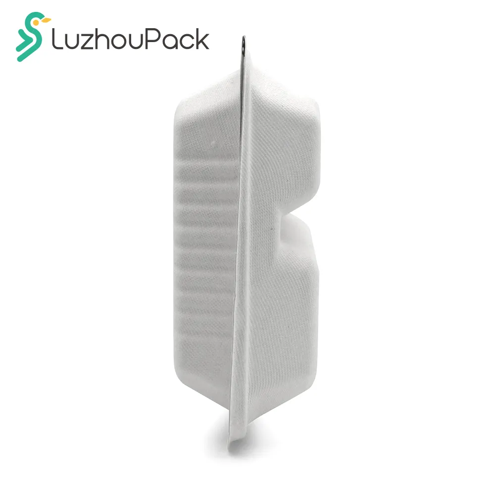 LuzhouPack personalizado rectángulo biodegradable desechable caña de azúcar bagazo comida almuerzo embalaje para alimentos caja de pulpa de papel