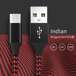 Cavo di rete maschio USB2.0 tipo-C giacca PVC telefoni cellulari fotocamere computer-disponibile 1FT 3FT 6FT lunghezze rosso nero blu 5 v3a - Product Image 2