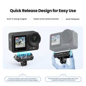 aMagisn แม่เหล็กโลหะQuick Release MountสําหรับDJI Osmo Action4/3 พร้อมพับได้สองง่ามและ 1/4 สกรูMountการเชื่อมต่อ - Product Image 5