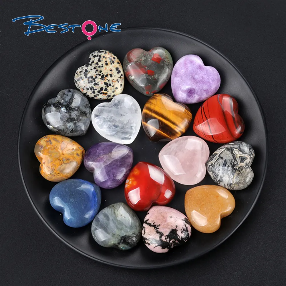 30mm encantos naturales grandes corazones de cuarzo rosa cristales piedra curativa corazones hinchados piedras preciosas artesanías