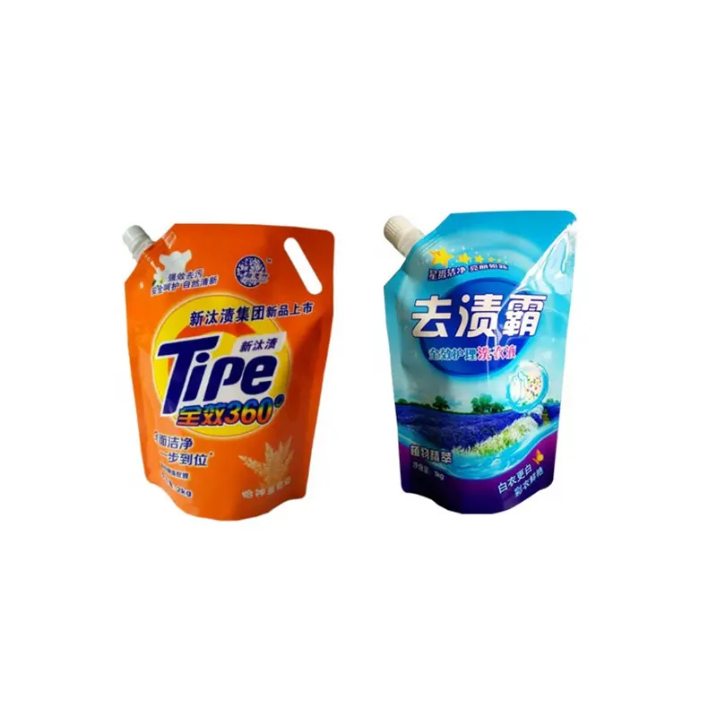 Laundry Detergent Liquid Packaging Pouch Custom Plastic Stand Up Spout Bag For Liquid Soap