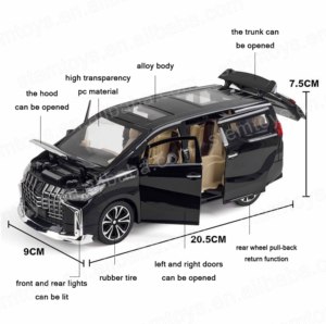 本物のライセンス1:24アルファードキャスティング合金車モデルミニカー光と音の子供がいる金属製のプルバックカーモデル - Product Image 4
