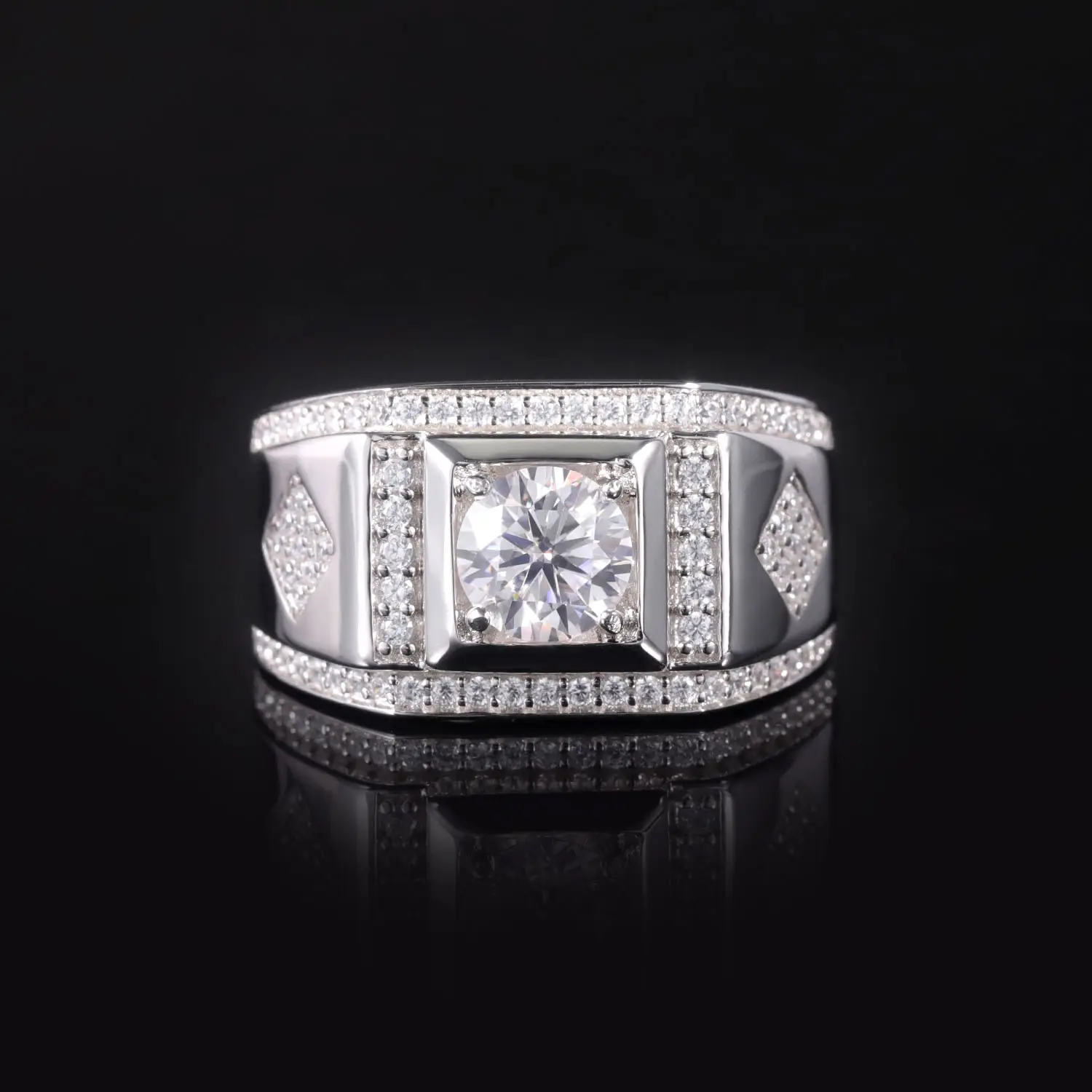 Milieuvriendelijke Productie Sieraden Fabriek Ontwerpen Gra Gecertificeerde Moissaniet Diamant Au585 750 9K 10K 14K 18K Gouden Man Ringen