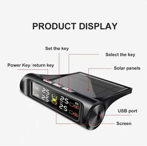 Sistema de control de presión de neumáticos inalámbrico TPMS, alarma de presión de neumáticos de coche Solar, pantalla LCD, advertencia de temperatura con 4 sensores - Product Image 5