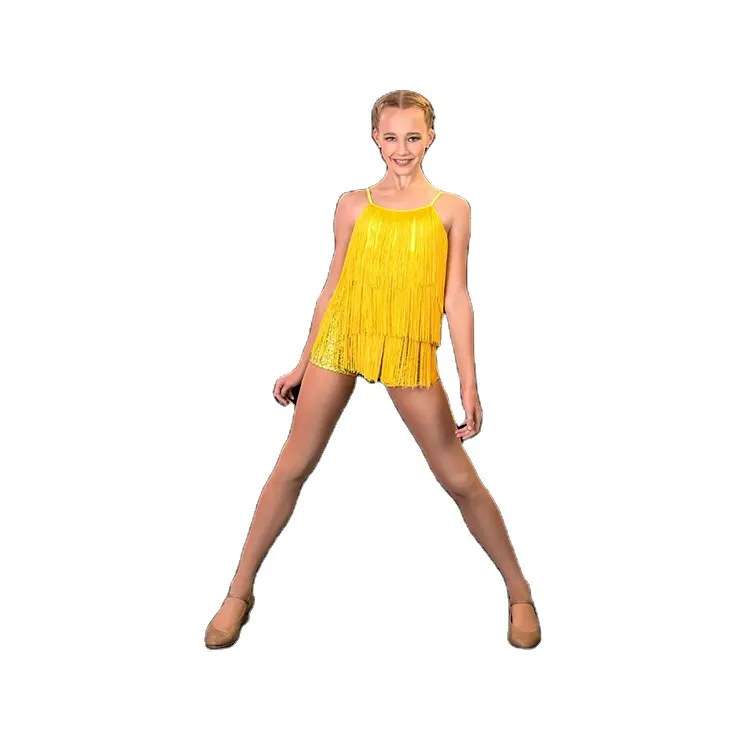 Costume de Jazz à paillettes jaune, nouveau, ensemble de danse