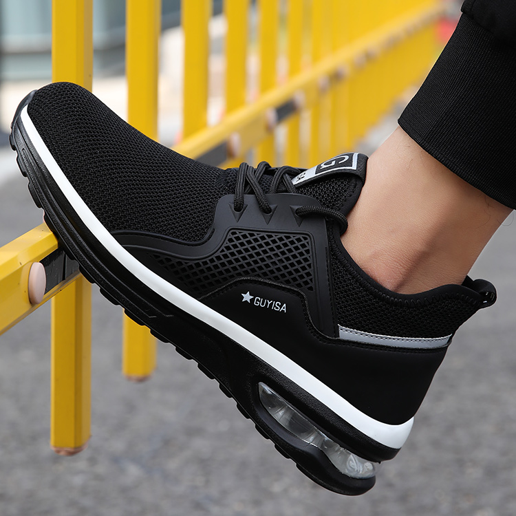GUYISA New Design Fly Netting Nloth Steel Toe Sneaker for Men Black S219-2311 16 PRISTINE