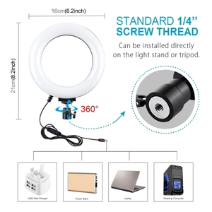 <strong>High</strong> Quality PULUZ Tripod Mount Live Broadcast Dual Phone Bracket 6.2 Inch 16cm LED Ring Vlogging Video <strong>Light</strong> Kits - Product Image 4