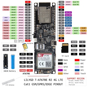 LILYGO TTGO T-A7670G/E/SA R2 ESP32 4G LTE CAT1SIMモジュールTFカードプログラミングIOT端末開発ボード - Product Image 5