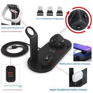 Cargador inalámbrico 4 en 1 de 15W directo de fábrica, entrada tipo C, salida 9V/2A, Compatible con auriculares Apple Watch, teléfono móvil EU QC3.0 - Product Image 2