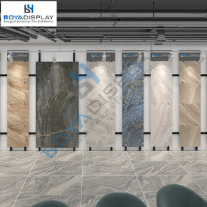 Tùy Chỉnh Tường Bảng Điều Chỉnh Gạch Gốm Hiển Thị Ý Tưởng Đá Nhân Tạo Bằng Đá Cẩm Thạch Sàn Gỗ Treo Tường Kim Loại Giá Cho Showroom - Product Image 4