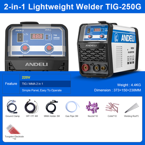 Andeli TIG-250 TIG MMA Welding Machine 220V Inverter Cold-weld DC <strong>Digital</strong> Display IGBT Inverter Cold <strong>Welder</strong>