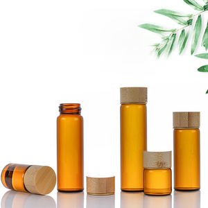 Boş 5ml 8ml 10ml 12ml 15ml 20ml 25ml cam şişeler açık kehribar Mini örnek cam şişeler ile bambu vidalı kapak - Product Image 5