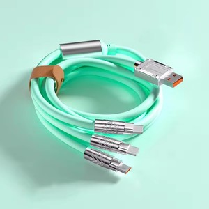 120W Usb A至C型照明微型硅胶编织Usb数据线快速充电3合1多充电线手机 - Product Image 3