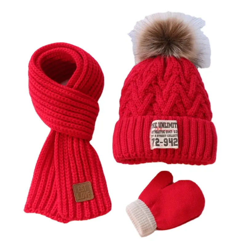 Berretto con logo personalizzato all'ingrosso per bambini e cappelli da maglia invernali per bambini