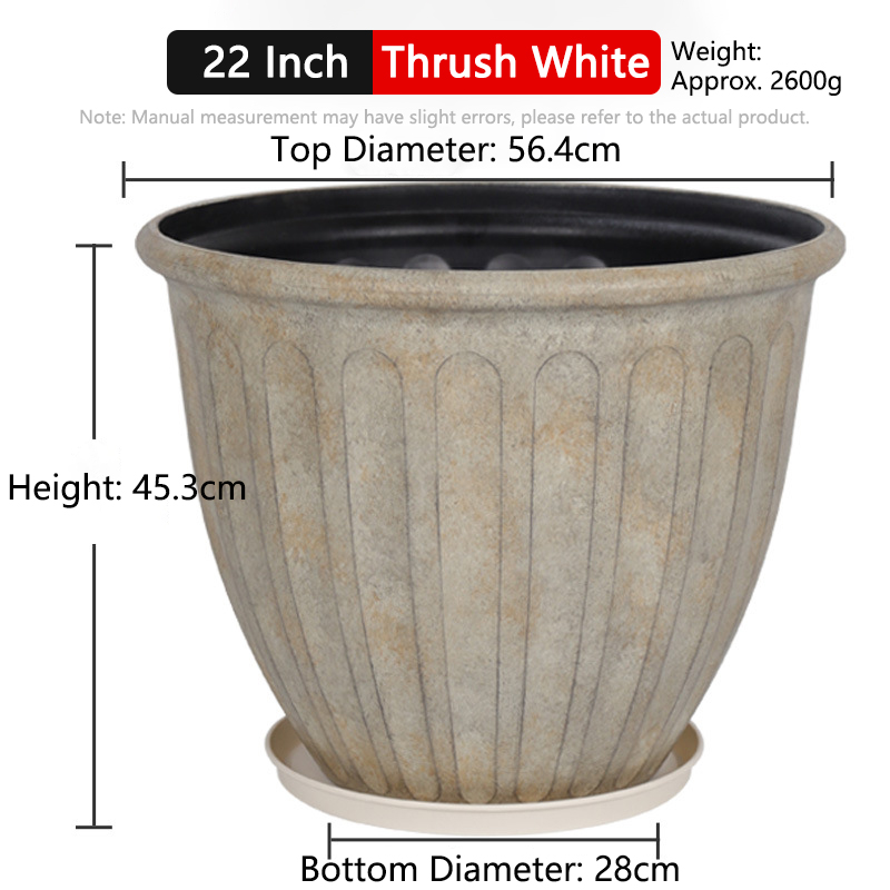 22 Inch Thrush White(Pot + Tray)