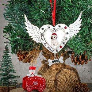 Trang Trí Giáng Sinh 2021 Mãi Mãi Người Bạn Của Tôi Pet Tưởng Niệm Kim Loại Chó Khung Ảnh Xmas Heart Wings Khung Ảnh Trang Trí - Product Image 4