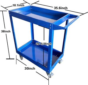 รถเข็นเหล็กความจุ800ปอนด์สำหรับงานหนักพร้อมแท่นวางแบบ2ชั้น4ล้อ35.6x18.1x38นิ้ว - Product Image 3
