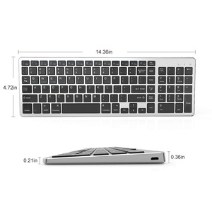 Teclado BT ultradelgado, teclado inalámbrico de Carga de tamaño completo con tecla numérica para Smartphone y portátil