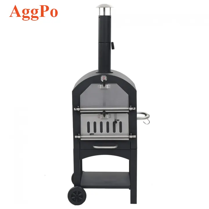 Domestic Portable Outdoor Camping Pizza Oven, Commercial Wood Charcoal Gas Fired BBQ Stove, Metal Pizza Maker Grill