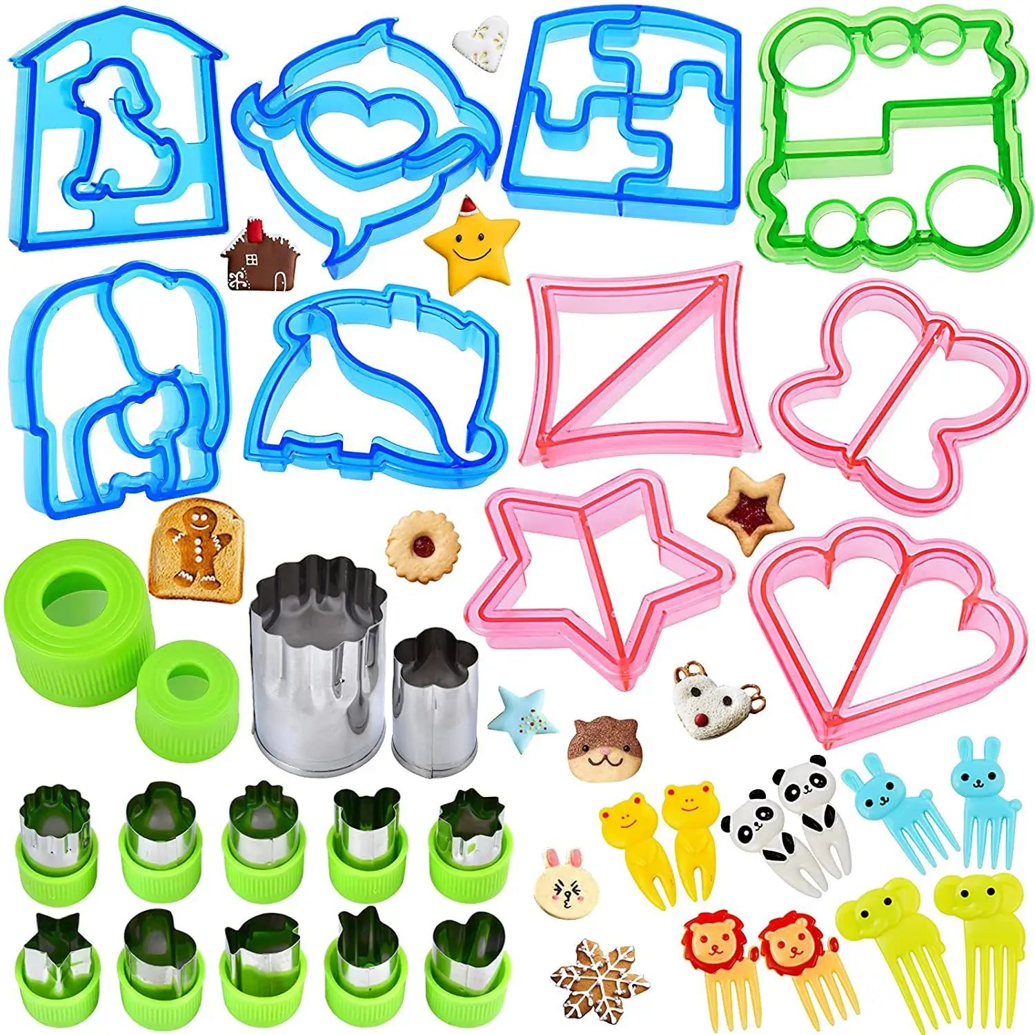 BPA Free Fun Sandwich Bread Cutter Shapes Set per bambini crosta e tagliabiscotti verdure frutta Cutter Mold Stamp Set