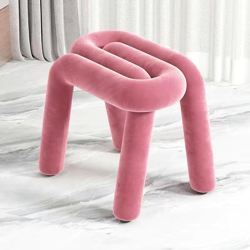 Tabouret court rose