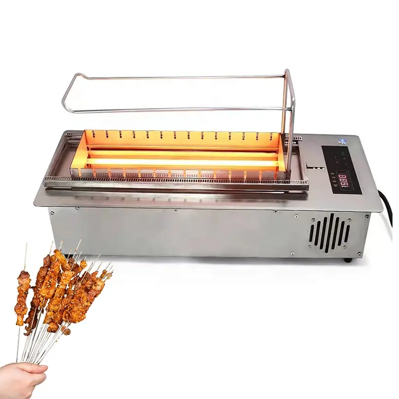 Electric 3200W Portable Indoor Outdoor Table Barbecue Grill Automatic Rotating Meat Grill Roasting Machine Kebab Skewers