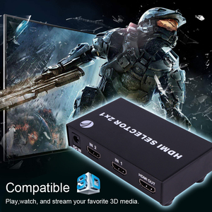 VCOM <strong>1</strong> Monitor for <strong>2</strong> Computers Video Switcher Metal Case <strong>2</strong> in <strong>1</strong> Out 3D <strong>1</strong>.4V <strong>HDMI</strong> <strong>Switch</strong> with Remote Control IR